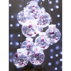 Гирлянда светодиодная Шары с новогодним наполнением 3м 8 шаров (Белая)