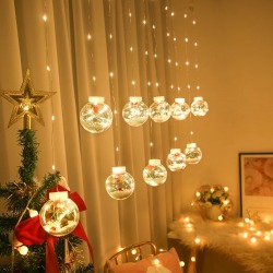 Гирлянда светодиодная Шары с новогодним наполнением 3м 8 шаров (Теплый свет)